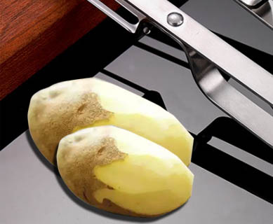 How does a potato peeler peel?